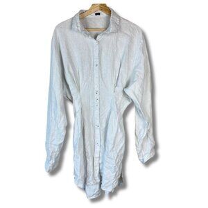 Mimii London Women's Shirt Dress Linen Synched Hem Mini White Small